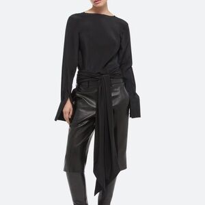 Helmut Lang Elegant Black Tie Blouse
